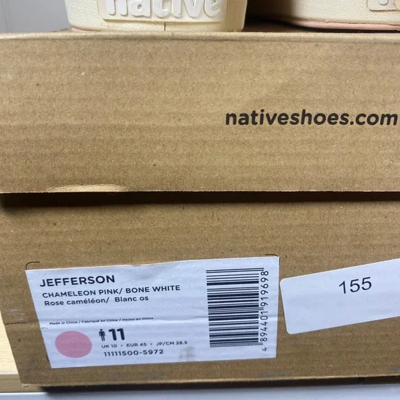 NEW IN BOX Native Jefferson Sugarlite Mens 11 Chameleon Pink Bone White Shoes - Picture 6 of 11